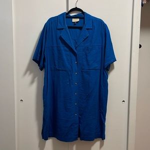 Blue Linen Universal Thread Short Sleeve Midi Dress size XL